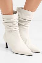 Thumbnail for your product : Stuart Weitzman Demibenatar Ruched Leather Boots - White