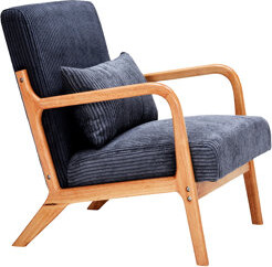 George Oliver Mid - Century Modern Upholstered Reading Chair, Arm Chair With Solid Rubberwood Frame, Antique Dark Grey, Ergonomic For Balcony Pillow, Ergonomic, Gre