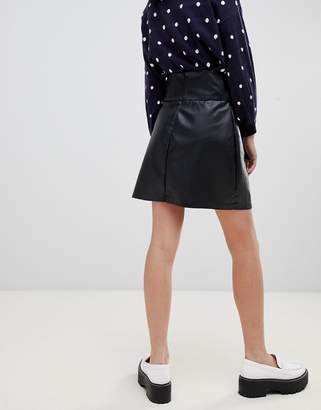 Lost Ink Petite faux leather mini skirt with tie waist