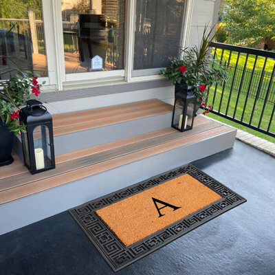 A1 Home Collections LLC A1HC First Impression Carson Rubber and Coir 24" X 36", Heavy Duty, Easy to Clean Outdoor Monogrammed
