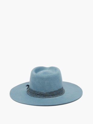 Ruslan Baginskiy Woven-trim Felt Fedora Hat - Blue