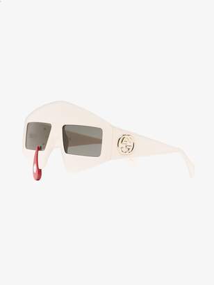 Gucci Eyewear ivory rectangular frame tear sunglasses