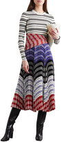 Thumbnail for your product : Altuzarra Woodbine striped ribbed-knit and pleated crepe de chine midi dress