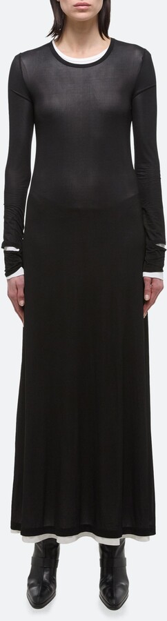 Helmut Lang Double Layer Long Sleeve Maxi Dress