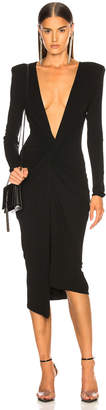 Alexandre Vauthier Jersey Wrap Midi Dress in Black | FWRD