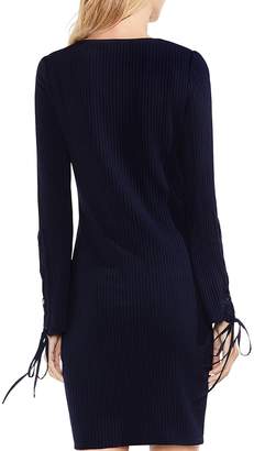 Vince Camuto Lace-Up Sleeve Ribbed Dress