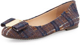 Thumbnail for your product : Tory Burch Chase Tweed Bow Ballerina Flat, Blue/Almond Multi