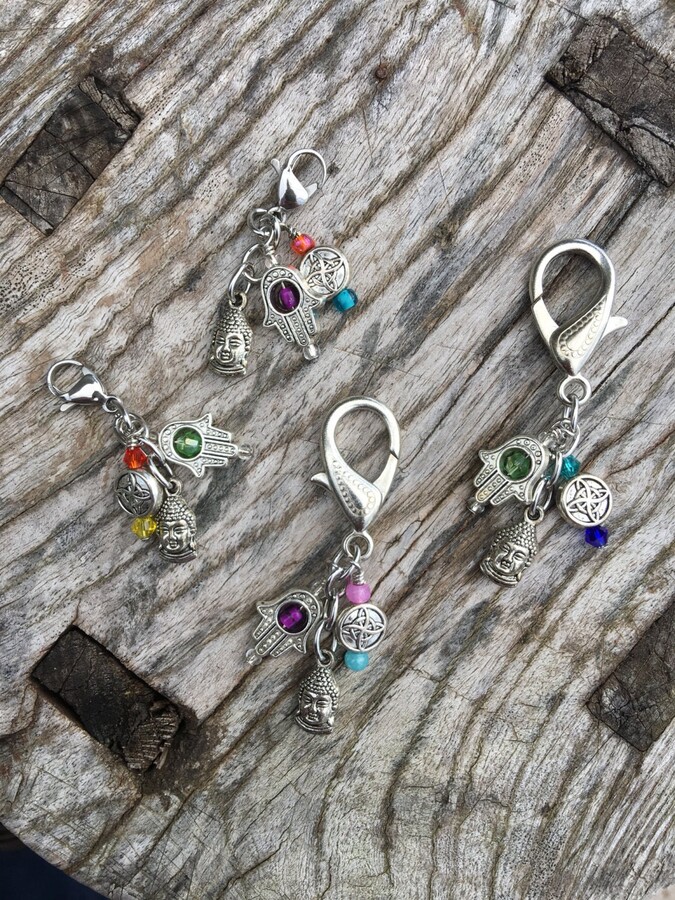 Buddha Hamsa Clip | Purse Pet Collar Charm Planner Zipper Pull Hand Of Fatima Boho