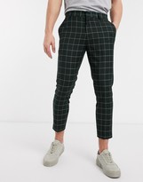 Thumbnail for your product : New Look grid check skinny crop trouser in dark green