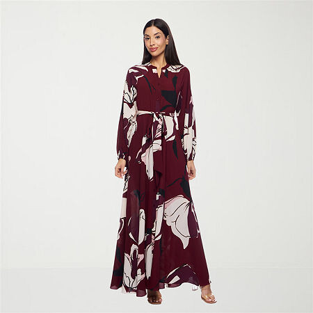 Premier Amour Womens Long Sleeve Floral Maxi Dress