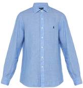 Thumbnail for your product : Polo Ralph Lauren Logo Embroidered Spread Collar Linen Shirt - Mens - Blue
