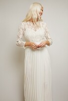 Thumbnail for your product : Little Mistress Simona Cream Lace Pleated Midaxi Dress