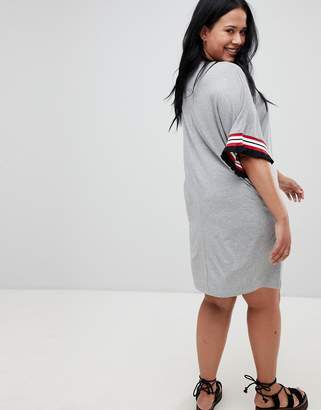 ASOS Curve DESIGN Curve t-shirt dress in gray marl with frill tipped sleeve