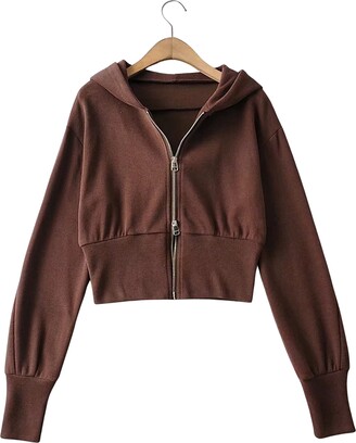 APAFES Women Teen Girls Fashion Crop Hoodies Sweatshirts
