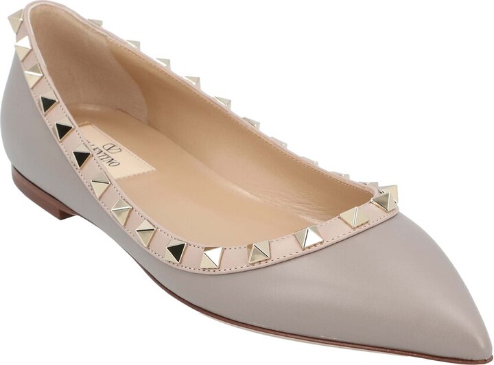Valentino Women's Calfskin Leather Rockstud Ballerina Never Worn (Authentic Pre-Loved)