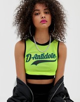 Thumbnail for your product : D Antidote D-Antidote cropped top with logo in neon
