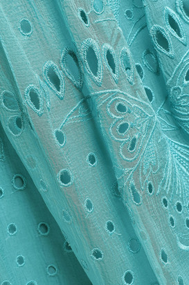 Alberta Ferretti Broderie Anglaise-paneled Cotton-blend Georgette Mini Dress