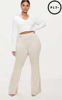 Thumbnail for your product : PrettyLittleThing Plus Stone Striped Flared Trousers
