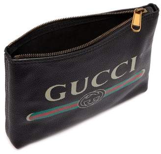 Gucci Logo Print Small Leather Pouch - Mens - Black