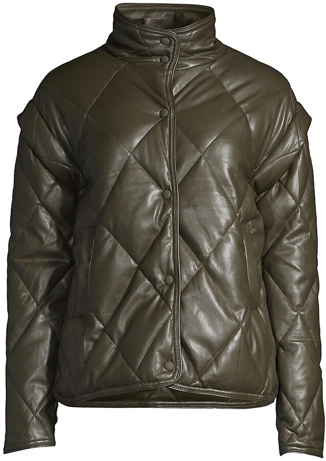 leather look puffer jacket