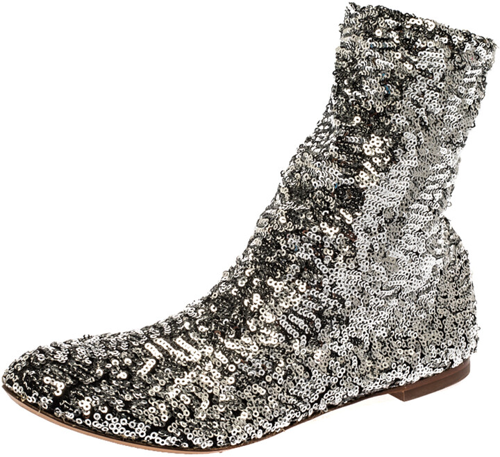 flat sequin boots