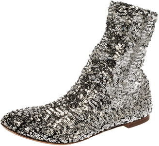 silver flat booties