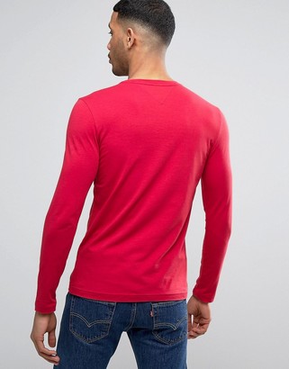 Tommy Hilfiger Long Sleeve Top Flag Logo In Red Exclusive To Asos