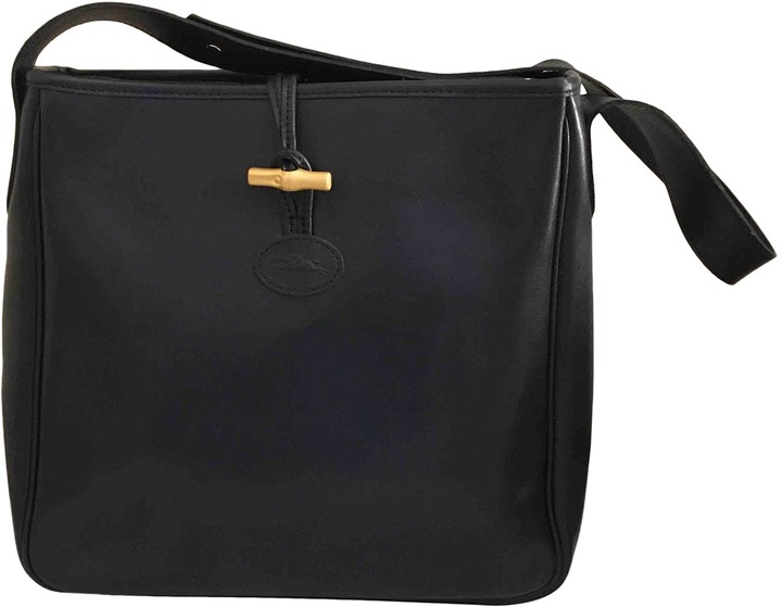 longchamp navy leather bag