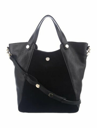Halston Suede-Trimmed Leather Tote Black - ShopStyle