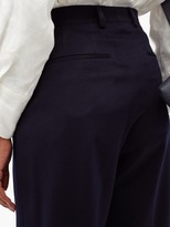 Thumbnail for your product : Officine Generale Sophie Box-pleated Wool-flannel Wide-leg Trousers - Navy