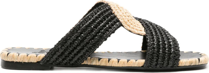 Castaner Prado twist-detail raffia slides
