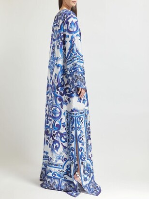 Dolce & Gabbana Printed silk twill long caftan dress