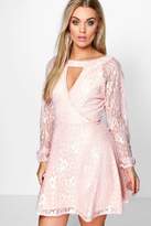 boohoo pink lace dress