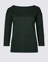 Thumbnail for your product : Marks and Spencer Checked Slash Neck 3/4 Sleeve Top