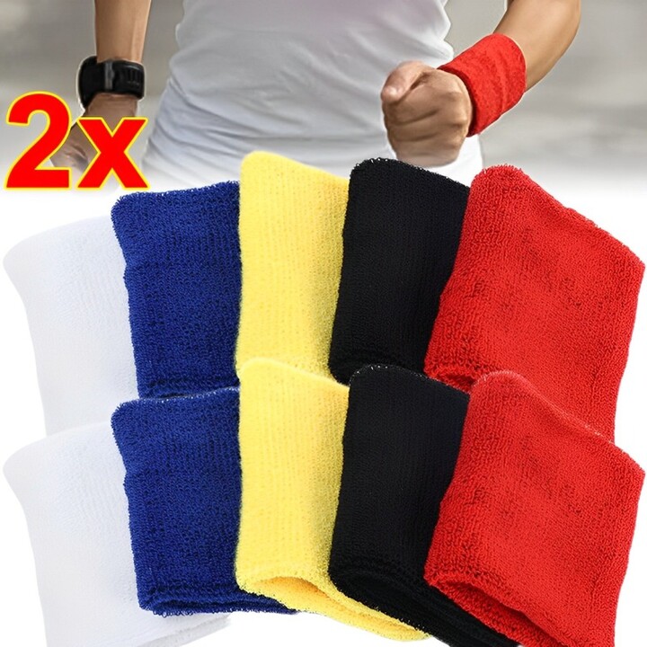 NONE Cotton Wrist Wrap Sweatband Moisture Wash Towel Band Absorbent Wicking Athletic for Tennis Basketball Gym Wrist Support 1/2pcs