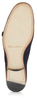 Santoni Double Monk-Strap Perforated Suede Dress Shoes