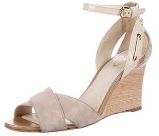 Tod's Suede Crossover Wedge Sandals