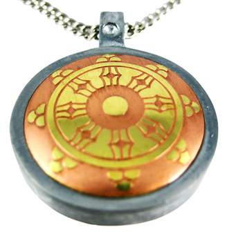 Things2Die4 The Dharma Wheel Brass & Steel Pendant / Necklace