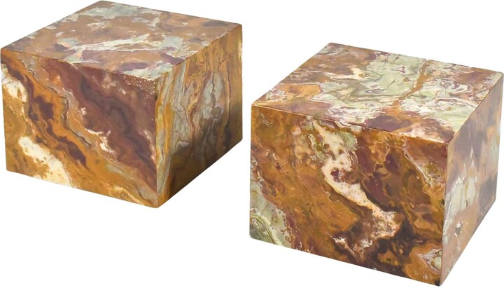 Pair Of Red Onyx Cube Tables By Pace Collection