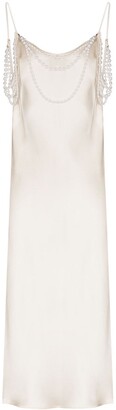 Rosie Assoulin Pearl-Neck Satin Dress
