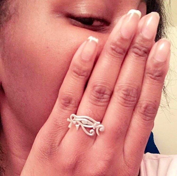 Etsy sterling Silver Adjustable Ring Egyptian Ankh Eye Of Ra Music Symbol