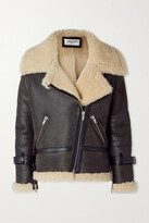 Leather And Shearling Biker Jacket -  
