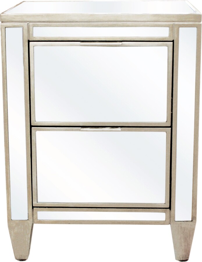 Dunelm Fitzgerald 2 Drawer Bedside Table, Mirrored Silver ShopStyle