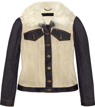 Burberry Denim-paneled shearling jacket