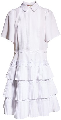 Maison Common Pleated Tiered Dress w/ Dot Applique