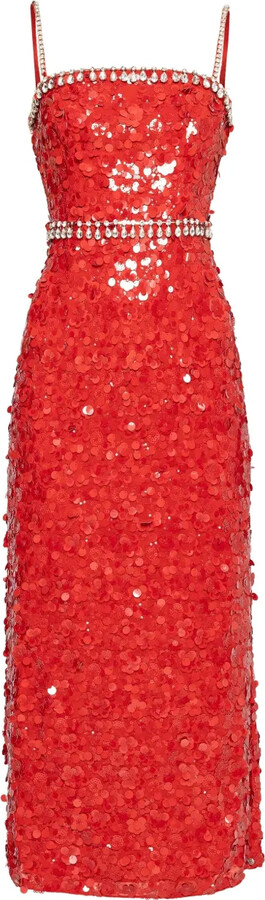 NISSA Crystal-Embellished Sequin Dress