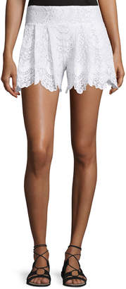 Nightcap Clothing Spanish Lace Fan Shorts, White