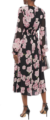 Giambattista Valli Shirred Floral-print Silk-georgette Midi Dress