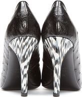 Thumbnail for your product : Thierry Mugler Black Ostrichskin Marbled-Heel Pumps