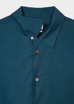 Paul Smith Men's Classic-Fit Navy Short-Sleeve Shirt With 'Harold's Landscape' Print Hem Detail